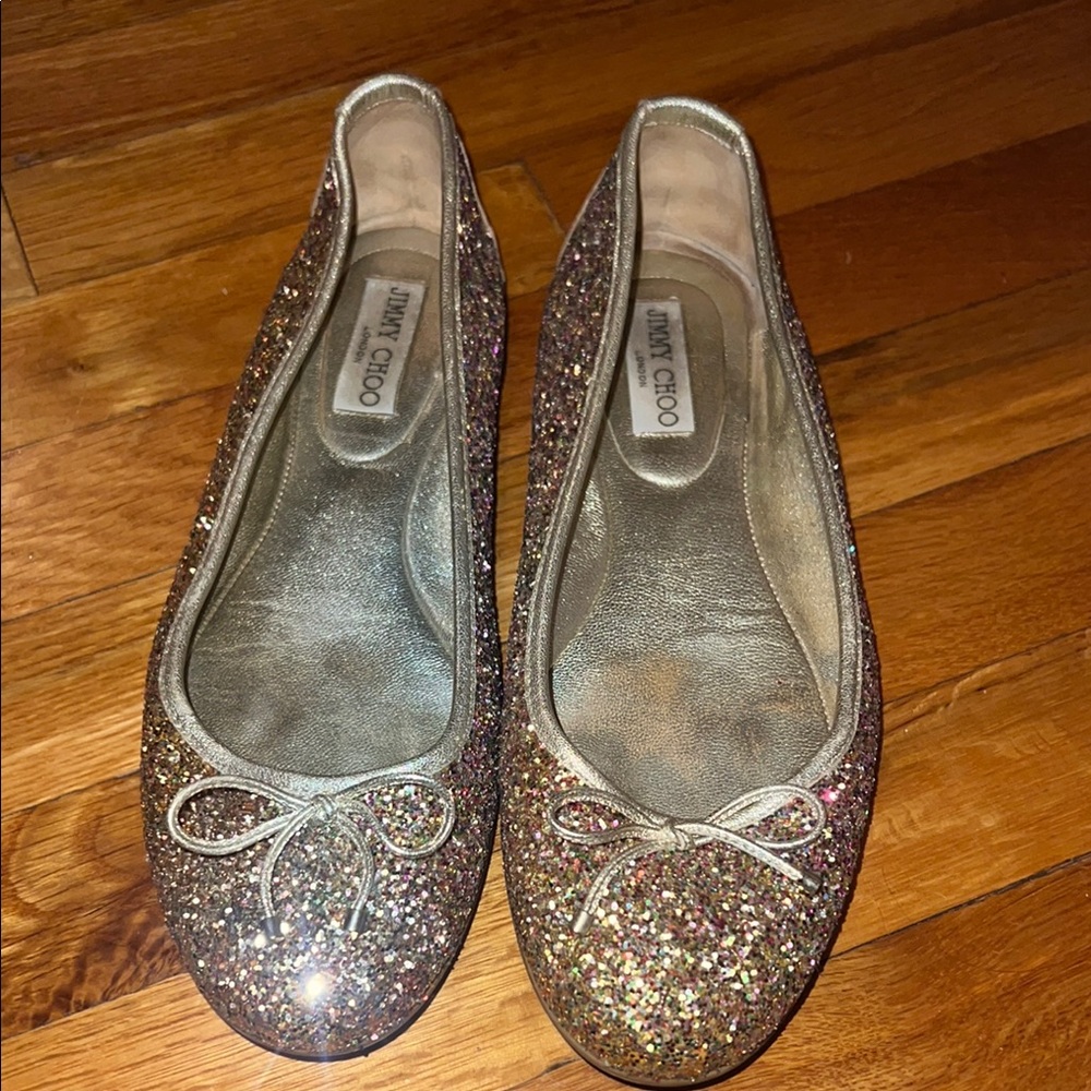 Jimmy Choo multi color  Sparkle Flats